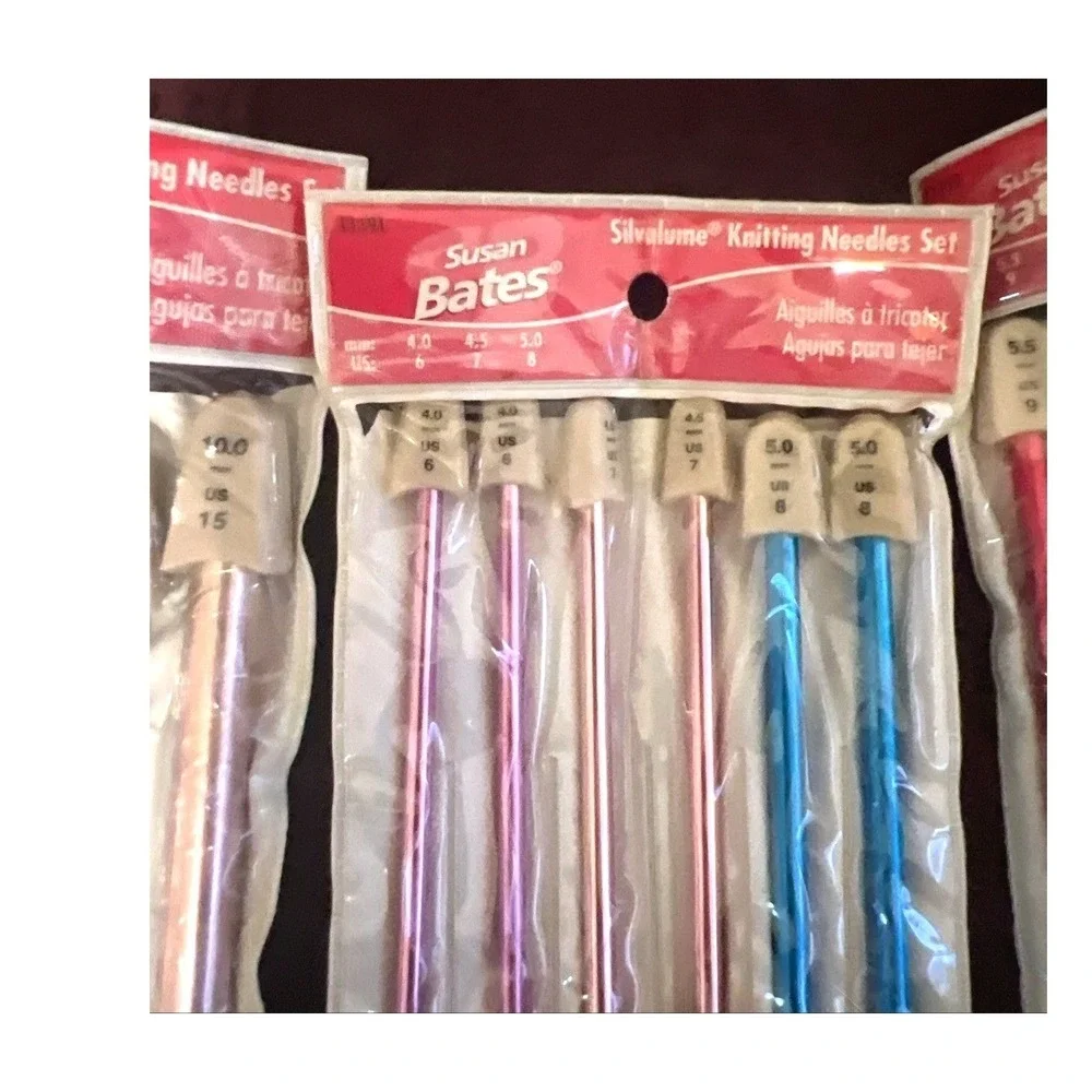 Vintage Susan Bates Silvalume Knitting Needle Sets 11191 11192 11193 Lot of 3